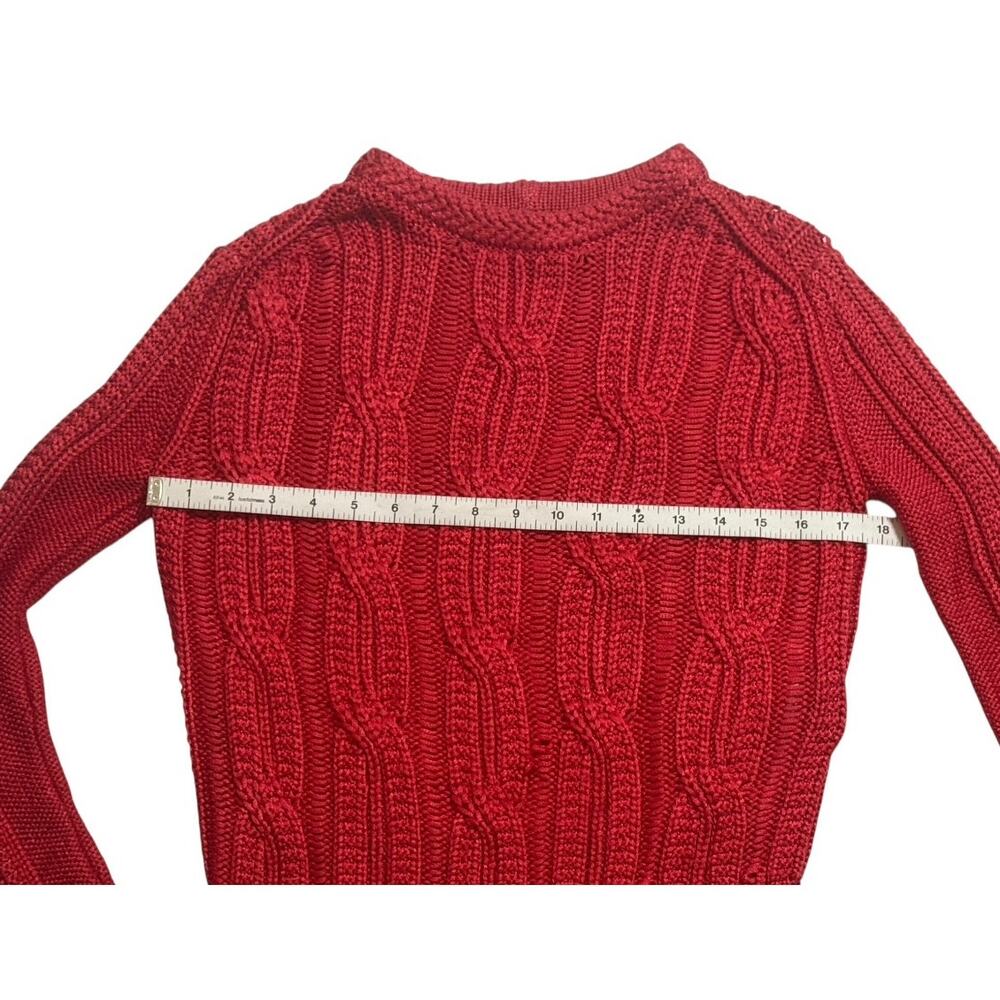 Maje Mist Rouge Cable Knit Silky Crew Neck Sweater Small 1 Red Orange Pullover - Picture 10 of 11